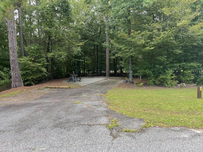 A photo of Site 22 of Loop RFOR at BLUFF CREEK with Picnic Table, Electricity Hookup, Sewer Hookup, Fire Pit, Shade, Tent Pad, Full Hookup, Waterfront, Lantern Pole, Water Hookup