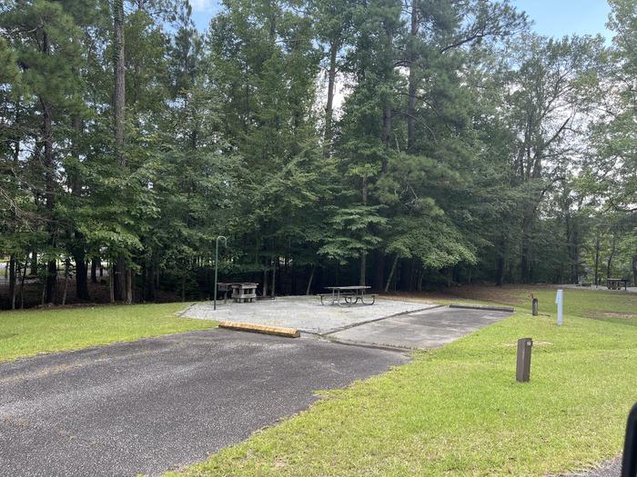 A photo of Site 19 of Loop MRUN at BLUFF CREEK with Picnic Table, Electricity Hookup, Sewer Hookup, Fire Pit, Shade, Tent Pad, Full Hookup, Lantern Pole, Water Hookup