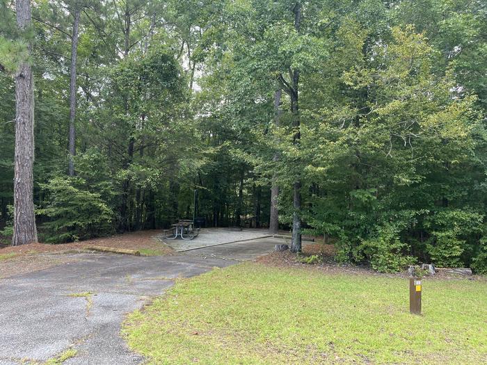 A photo of Site 22 of Loop RFOR at BLUFF CREEK with Electricity Hookup, Sewer Hookup, Fire Pit, Shade, Tent Pad, Waterfront, Lantern Pole, Water Hookup