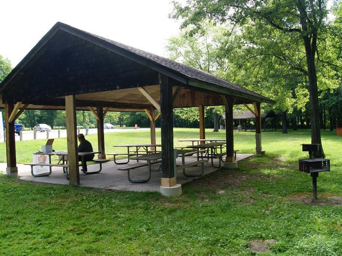 Shelter number 1 at Chellberg Farm picnic area showing grillsShelter number 1 at Chellberg Farm picnic area