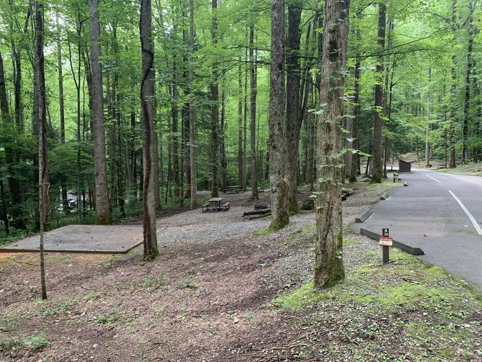A photo of Site B30 of Loop B-Loop at COSBY CAMPGROUND with Picnic Table, Fire Pit, Tent Pad