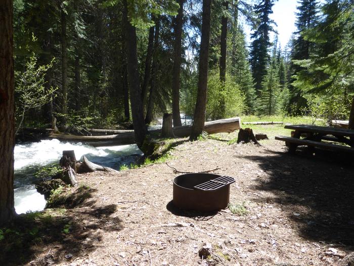 Dispersed camp site next to North Fork Catherine Creek during spring runoff.
