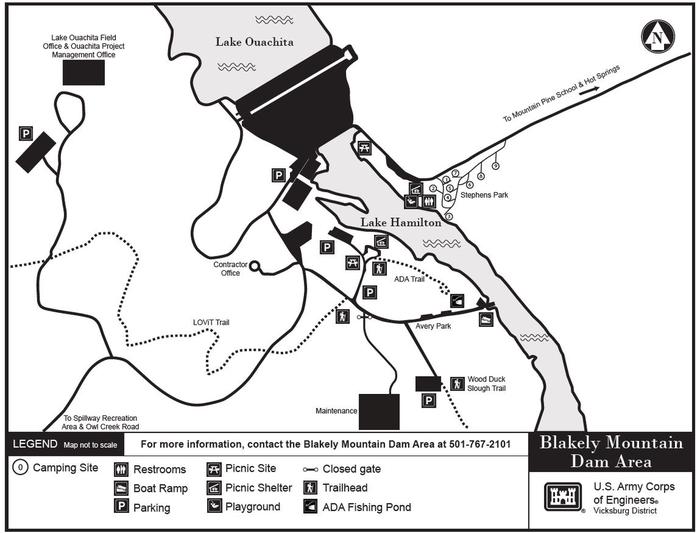 Stephens Park Campground & Blakely Mtn Dam Area MapCampground and Blakely mtn Dam area map