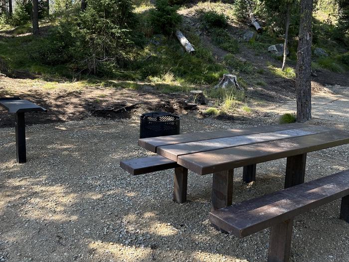 One picnic table, one utility table, one fire ringSite 2 picnic area
