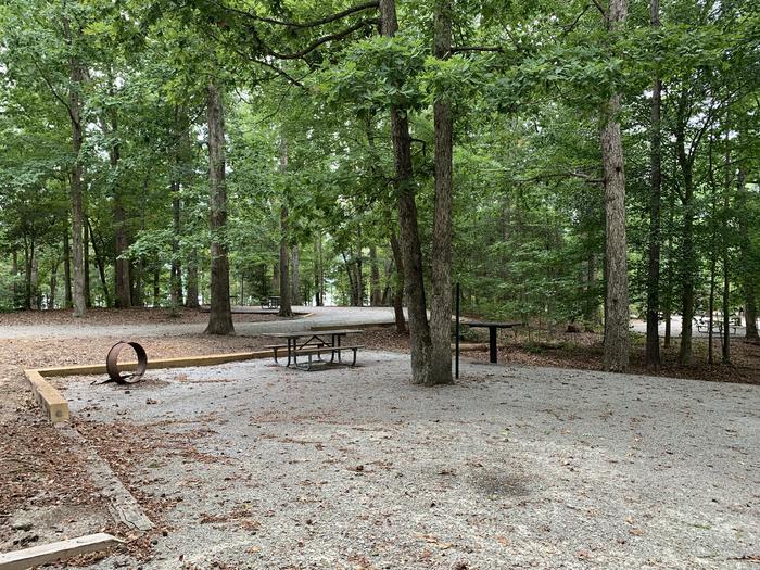 A photo of Site 228 of Loop D at NORTH BEND PARK with Picnic Table, Fire Pit, Shade, Lantern Pole