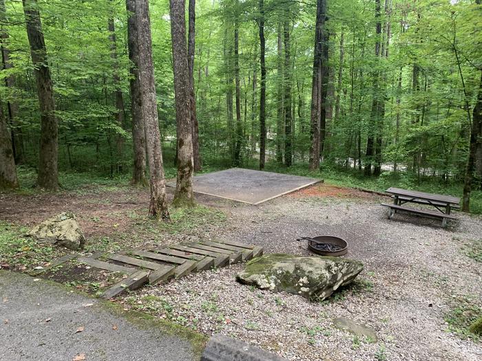 A photo of Site B10 of Loop B-Loop at COSBY CAMPGROUND with Picnic Table, Fire Pit, Tent Pad