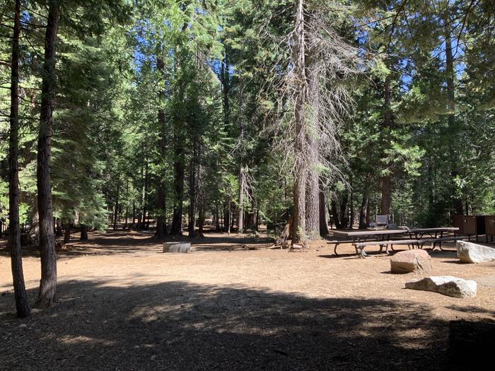 A photo of Site 113 of Loop AREA SUNSET-UNION VALLEY at SUNSET-UNION VALLEY with Picnic Table, Fire Pit, Shade, Food Storage, Tent Pad