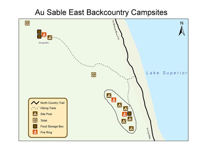 Map of Au Sable Backcountry Campground