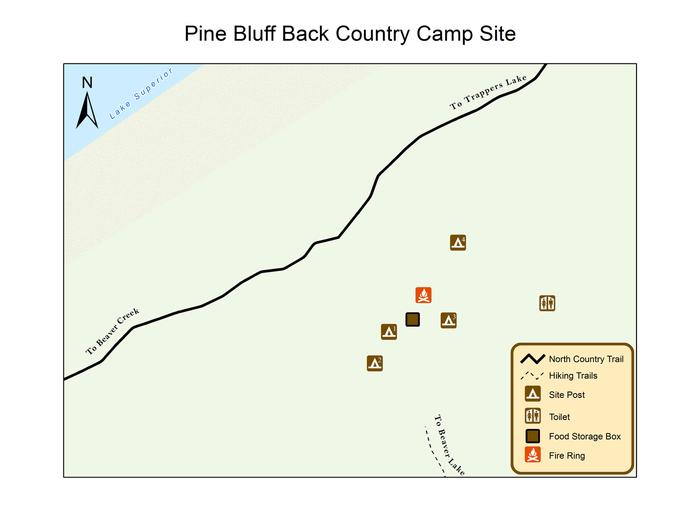 Map of Pine Bluff Backcountry Campground