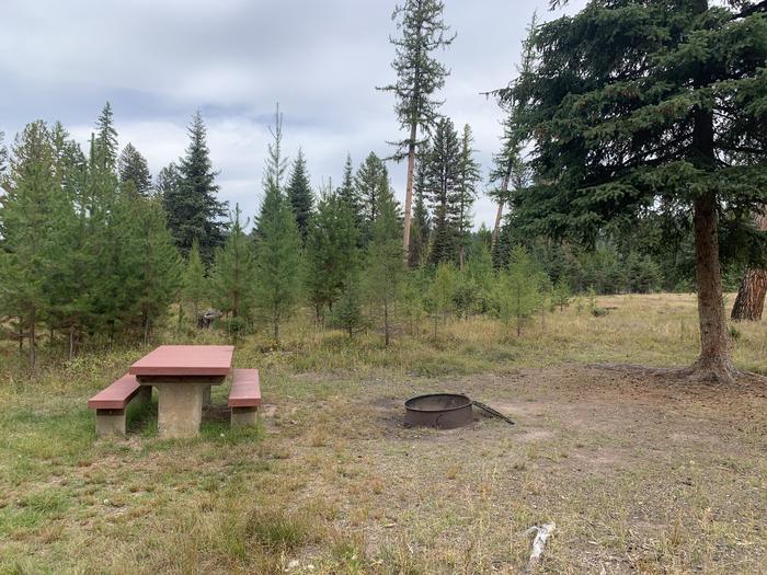 A photo of Site BLS16 in Loop 2 at Big Larch Campground with picnic table, campfire ring. 
