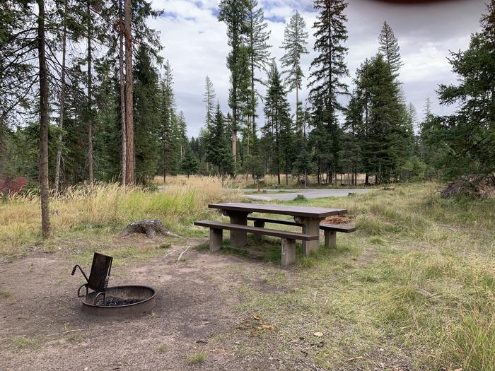 A photo of Site BLS23 in Loop 2 at Big Larch Campground with picnic table, campfire ring. 