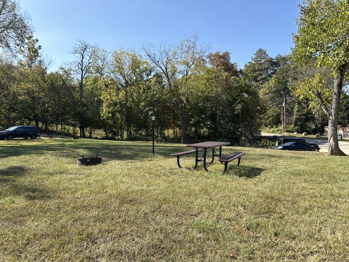 A photo of Site 001 of Loop Sites 1-12 at TWO RIVERS with Picnic Table, Fire Pit, Lantern Pole