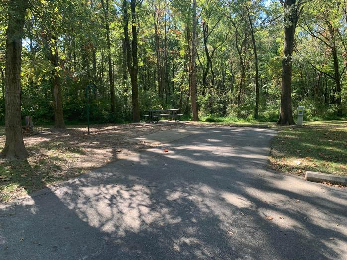 picnic table and fire pit located to the left of camp pad, electric and extra parking located to the right of pad. picnic table and fire pit located to the left of camp pad, electric and extra parking located to the right of pad. site located near water