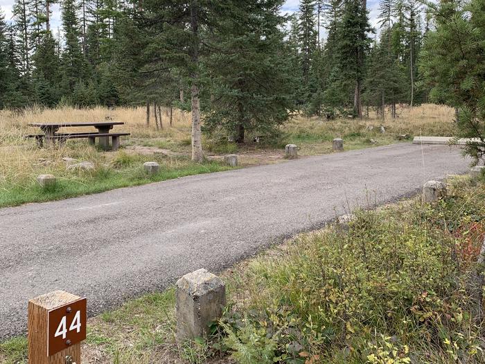 A photo of Site BLS44 in Loop 3 at Big Larch Campground with campsite marker, parking area.A photo of Site BLS44 in Loop 3 at Big Larch Campground with campsite marker, parking area. 