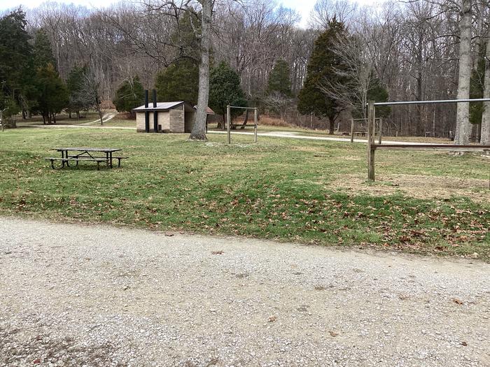A photo of Site 10 of Loop  at Shirley Creek Campground  with Picnic Table and Hitching Post.