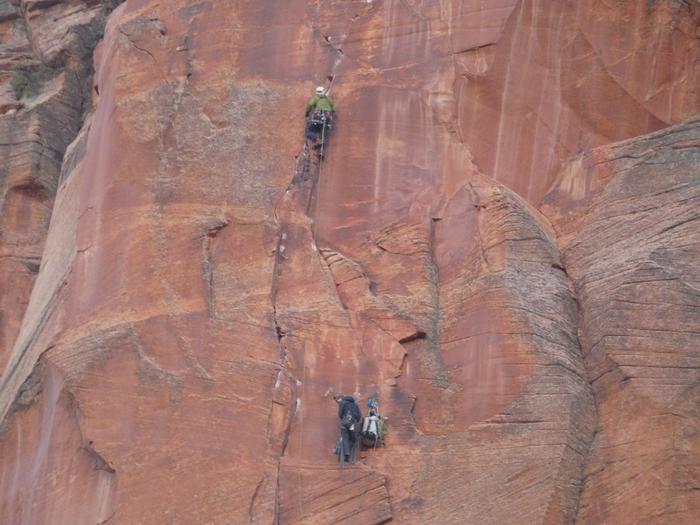 Climbers on a Zion big wallClimbers on a ZIon big wall route