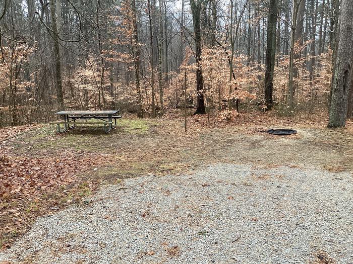 A photo of Site 15 of Loop German Ridge Campground at German Ridge Campground  with Picnic Table, Fire Pit, Shade, Tent Pad, Lantern Pole, and Hitching Post.