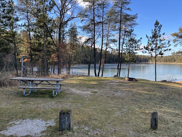A photo of Site 5 of Loop Wagner Lake at Wagner Lake (MI) with Picnic Table, Fire Pit, Lantern Pole