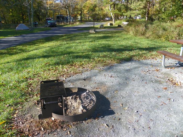 A75Site has a driveway, tent pad, picnic table, and fire pit. 