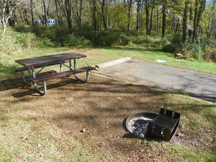 B 110Site has a driveway, tent pad, picnic table, and fire pit. 