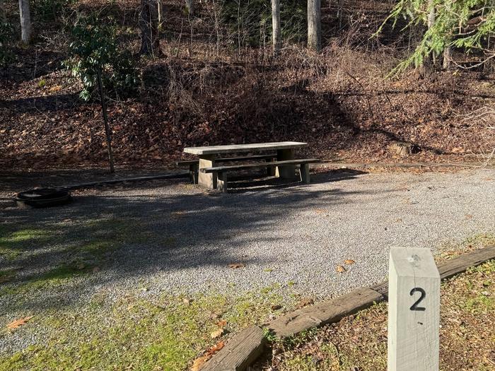 Site 2 includes a picnic table and fire ring. This site includes a picnic table and fire ring. 