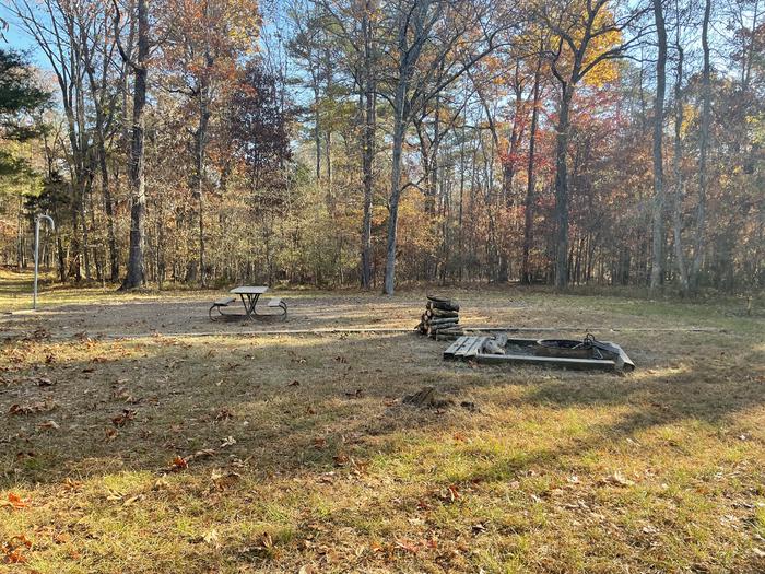 A photo of Site 3 at Chickamauga Battlefield Group Campground with Picnic Table, Fire Pit, Shade, Tent Pad, Lantern Pole