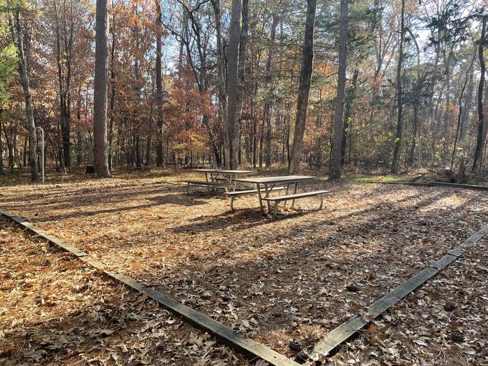 A photo of Site 4 at Chickamauga Battlefield Group Campground with Picnic Table, Fire Pit, Shade, Tent Pad, Lantern Pole