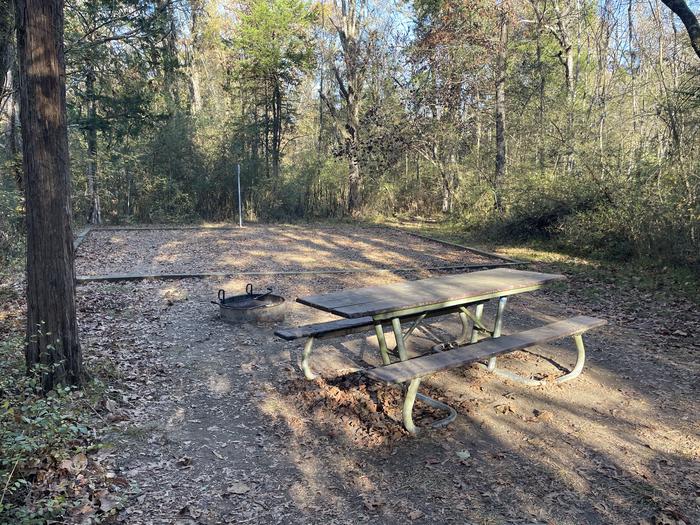 A photo of Site 6 at Chickamauga Battlefield Group Campground with Picnic Table, Fire Pit, Shade, Tent Pad, Lantern Pole