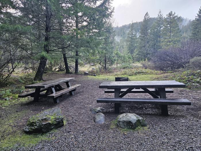Picnic tables and fire ring for site B04