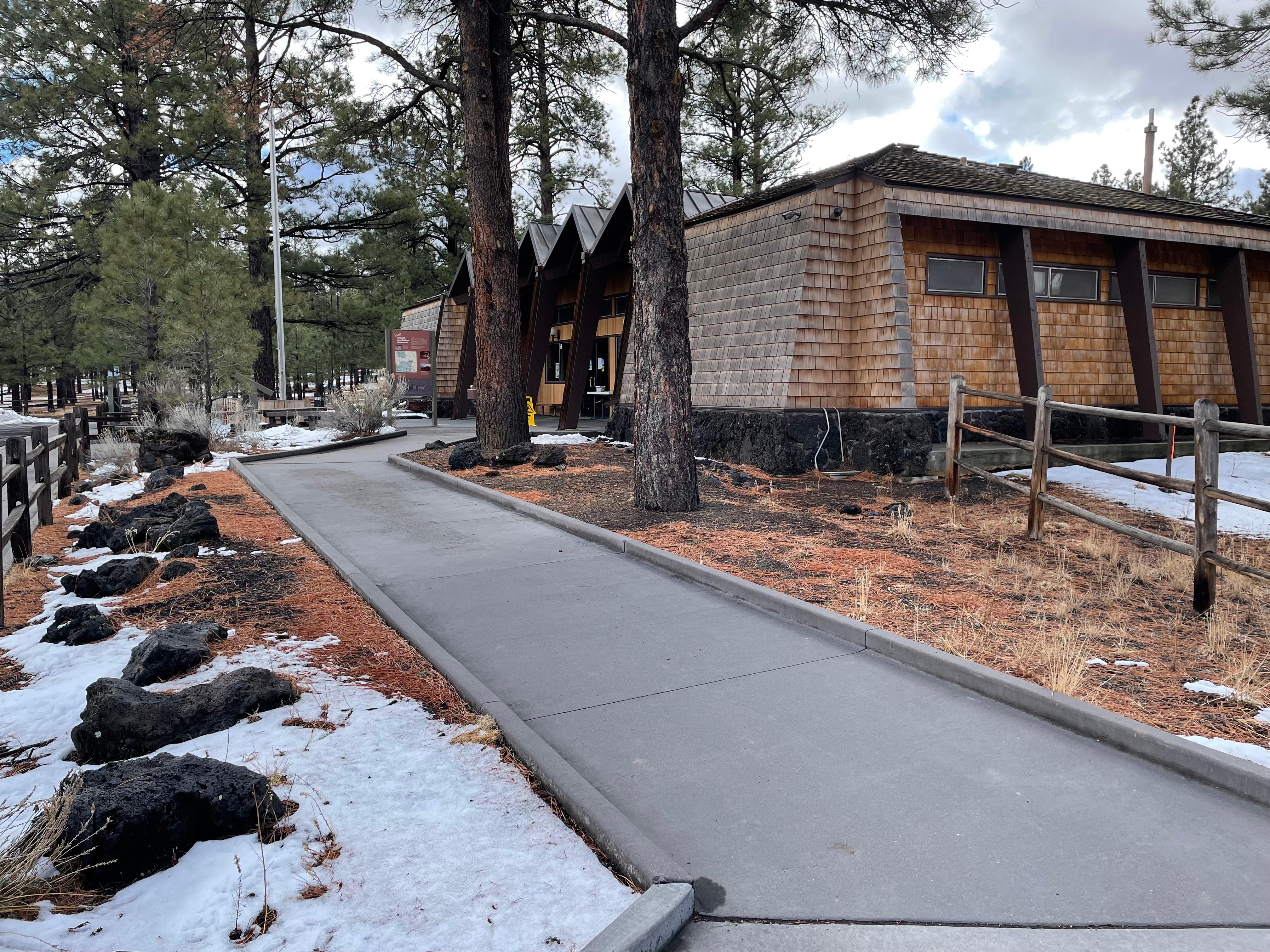 Sunset Crater Volcano Visitor Center from right walkway