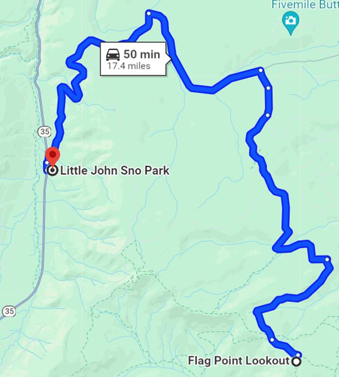 Little John Sno Park to Flag Point Lookout