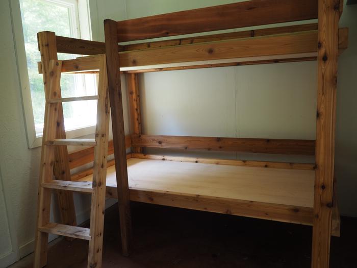Deep Bay Cabin wooden bunk bedsDeep Bay Cabin bunks