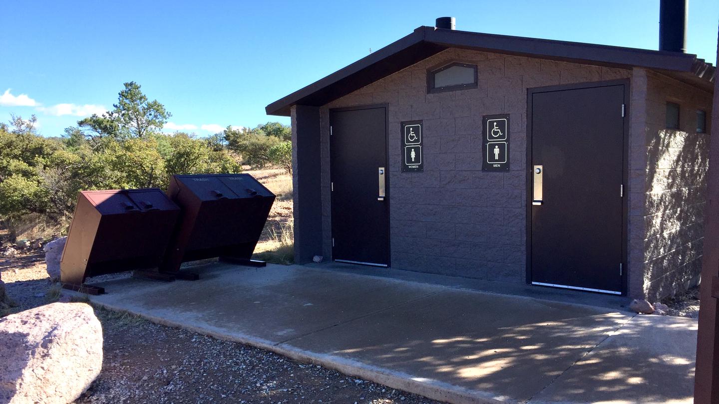 Easy access to outhouse Rock Bluff group site has its own outhouse facilities located adjacent to the parking area.  
