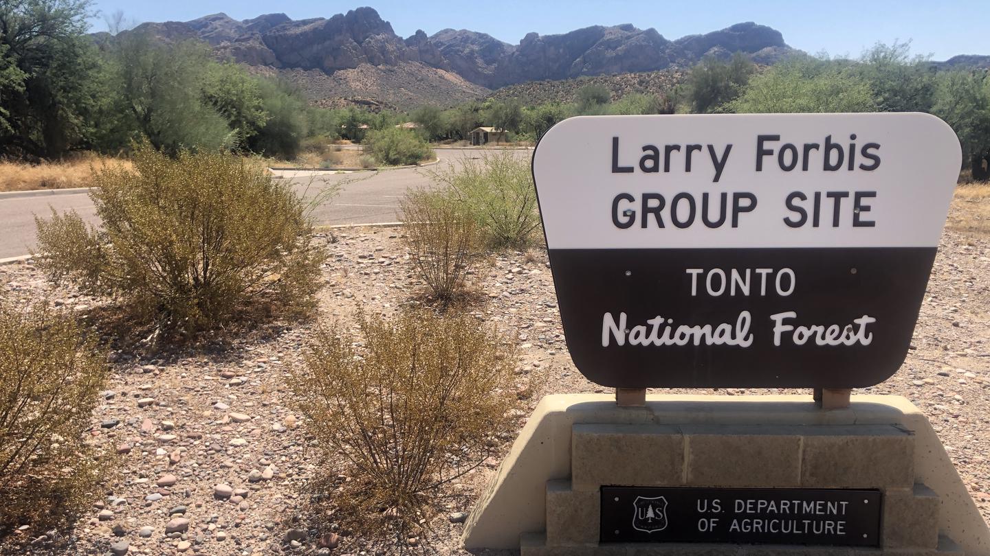 Entry view of portal sign to Larry Forbis group siteLarry Forbis Group Site- Tonto National Forest