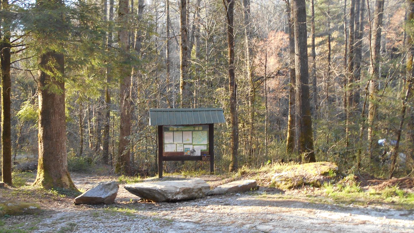 Welcome to the West Fork CampgroundInformation Kiosk with area information and a box with floating permits for the West Fork of the Chattooga Wild and Scenic River.