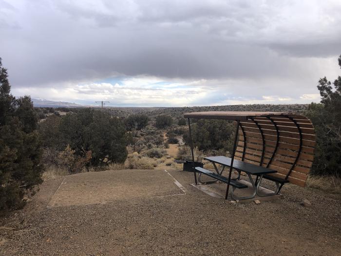 Tent pad and picnic table at Site 8