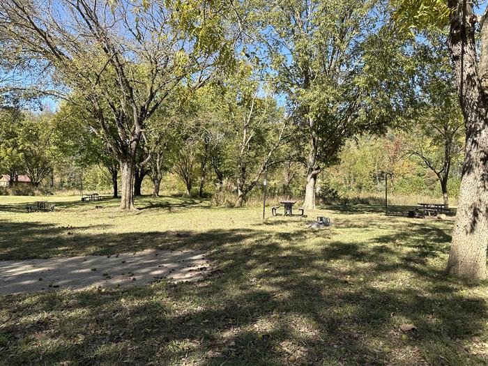 A photo of Site 122 of Loop Loop 100 at ALLEY SPRING with Picnic Table, Fire Pit, Lantern Pole