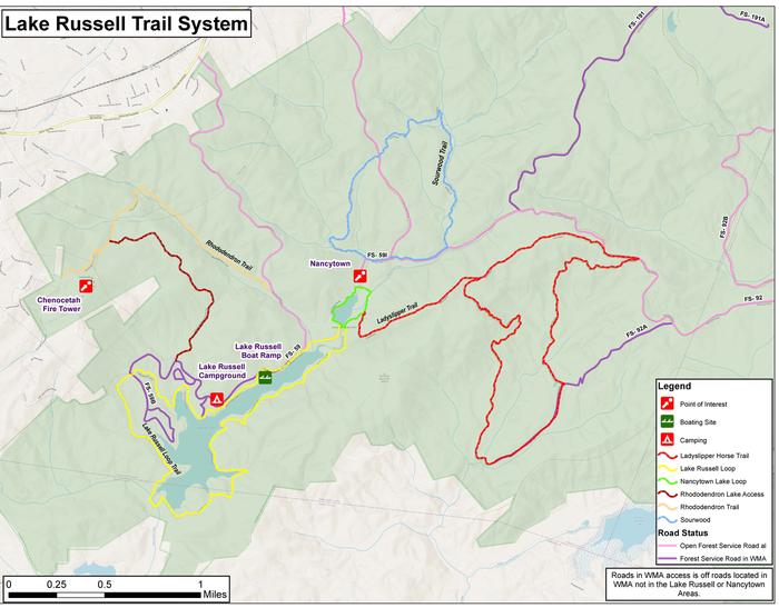 Lake Russell Trail System MapHere is a copy of the Lake Russell Recreation Area and Nancytown Day Trail Map System