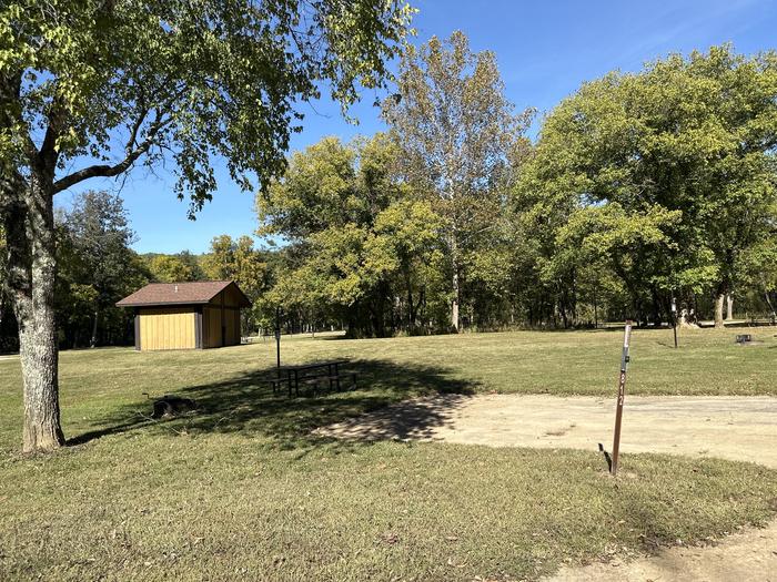 A photo of Site 812 of Loop Loop 800 at ALLEY SPRING with Picnic Table, Fire Pit, Lantern Pole