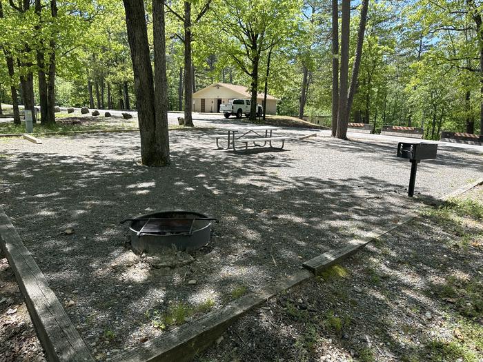 A photo of Site 21 of Loop A at Crystal Springs (AR) with Picnic Table, Electricity Hookup, Fire Pit, Water Hookup