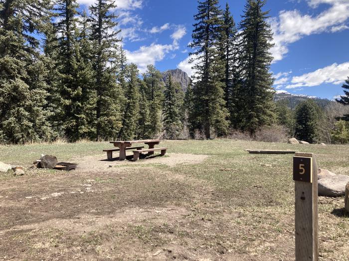A photo of Site 05 of Loop F at WILLIAMS CREEK CAMPGROUND with Picnic Table, Fire Pit