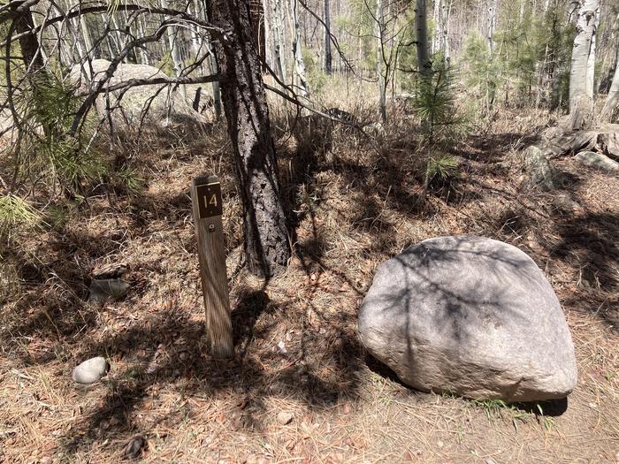 A photo of Site 14 of Loop E at WILLIAMS CREEK CAMPGROUND with Picnic Table, Fire Pit