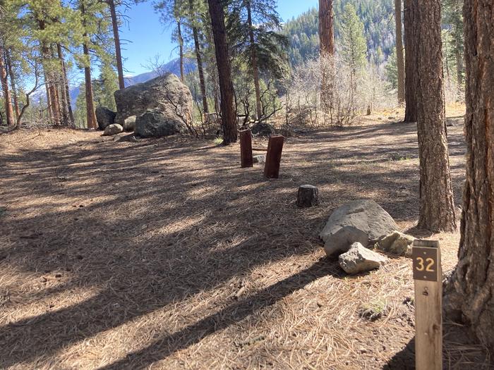 A photo of Site 32 of Loop B at WILLIAMS CREEK CAMPGROUND with Picnic Table, Fire Pit, Shade