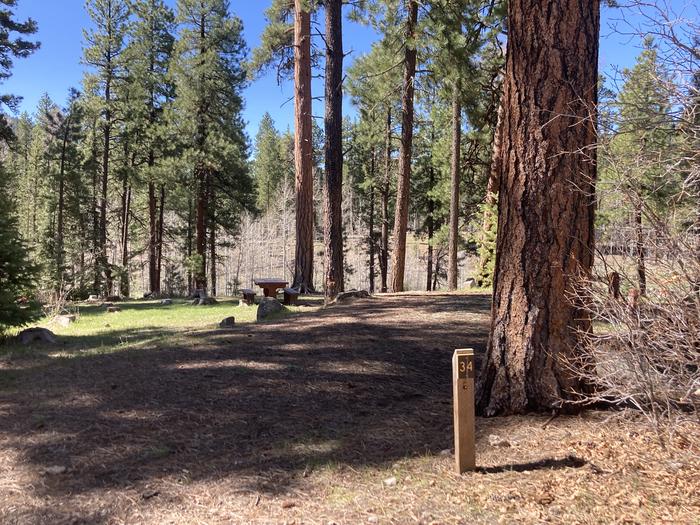 A photo of Site 34 of Loop B at WILLIAMS CREEK CAMPGROUND with Picnic Table, Fire Pit, Shade