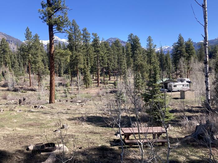 A photo of Site 43 of Loop B at WILLIAMS CREEK CAMPGROUND with Picnic Table, Fire Pit, Shade