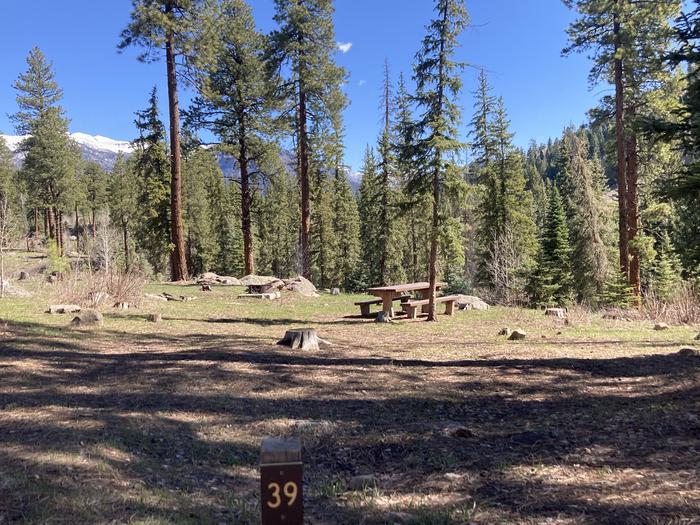 A photo of Site 39 of Loop B at WILLIAMS CREEK CAMPGROUND with Picnic Table, Fire Pit, Shade