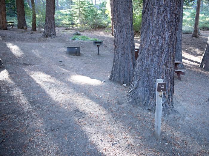 Campsite #14 tree shaded area, picnic tableCampsite #14