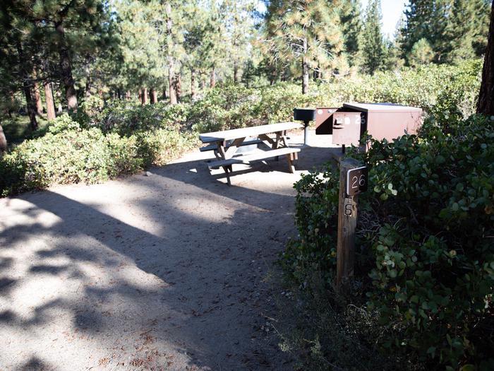 Campsite #26 tree shaded area, picnic tableCampsite #26