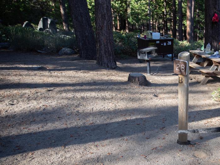 Campsite #28 tree shaded area, picnic tableCampsite #28