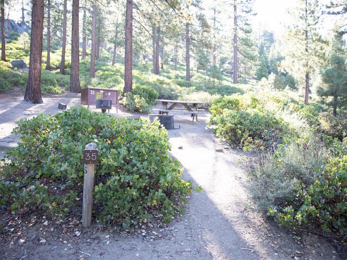 Campsite #35 tree shaded area, picnic tableCampsite #35